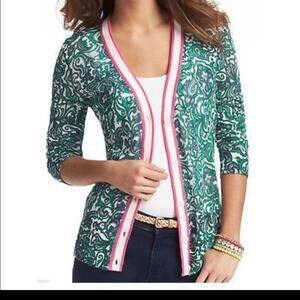 Loft Green & Pink Lightweight Cardigan Open Front Size XXSP